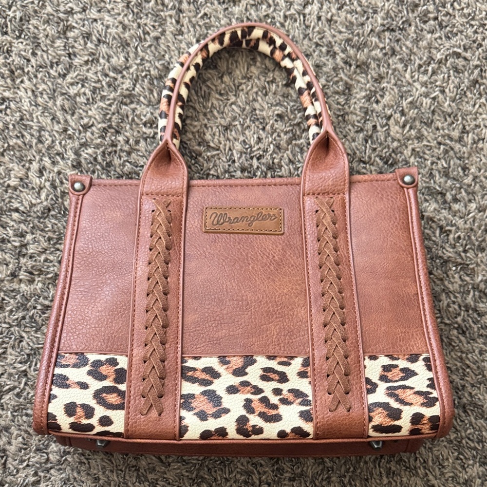 Wrangler Brown Leopard Accent Mini Tote Bag (concealed weapon option)